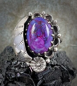 Gorgeous Purple Mojave Turquoise and Sterling Silver 925 Size 7 Ring - Picture 1 of 6