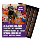 Rottweiler Geburtstagskarte für Hundeliebhaber Geschenkidee 100g Schokoriegel Him Her UK