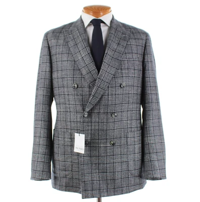 Abrigo deportivo Atelier Munro nuevo con etiquetas mezcla de lana doble botonadura talla 56 46 azul a cuadros EE. UU. Foto 1 de 4