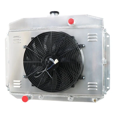 4-Rows Aluminum Radiator&Shroud Fan for 1961-1964 Ford F100 F250 F-350 V8 AT US - Image 1 of 4