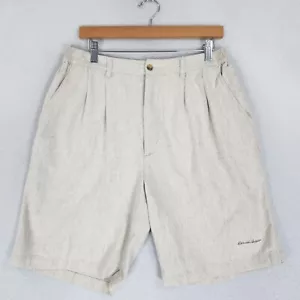 Kansai Japan Shorts Mens US Medium Japanese L Cream Linen Blend Pleated Front - Picture 1 of 12