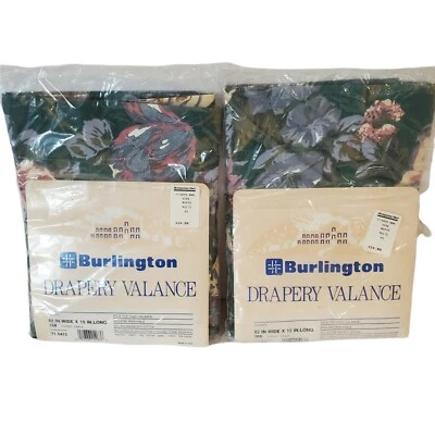 Nuevo DE COLECCIÓN BURLINGTON AZUL ROSA VERDE MORERA FLORAL 2 PANELES CORTINAS 15 X 82 Foto 1 de 4