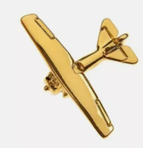 Fokker Eindekker DVIII Pin Badge ave.25mm finished 22 carat gold plate plane - Picture 1 of 1