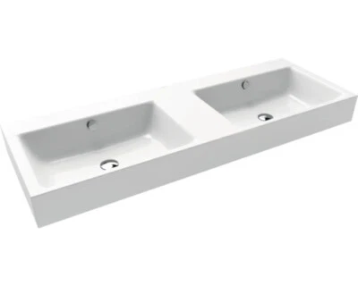 KALDEWEI Aufsatz-Doppelwaschtisch PURO 130 x 46 cm alpinweiß glänzend mit Beschi - Bild 1 von 3