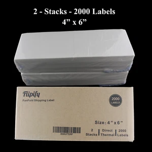 2000 4x6 Fächerfaltung Direkte Thermische Versandetiketten Zebra Rollo Drucker - Bild 1 von 11