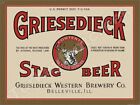 Griesedieck Stag Beer Label 9" x 12" Metal Sign
