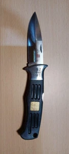 Al Mar Folding Knife Syria Tack Rubber With Genuine Leather Case From Japan Rare - Picture 1 of 9