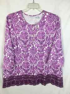 Top Isaac Mizrahi Acuarela Viva Damasco Tejido Bordado Talla XL Púrpura B27*B - Imagen 1 de 7