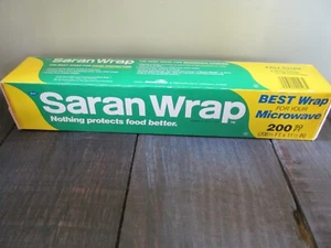 VTG 1988 Dow Saran Wrap Plastic Film 200 Sq Ft. Unopened Box Microwave - Bild 1 von 5