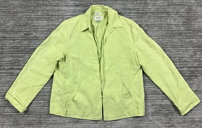 Talbots Blazer Womens 10 Green Jacket Irish Linen Open Front 3/4 Sleeve Solid - Image 1 of 4
