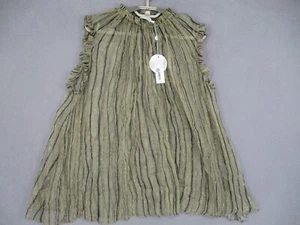 Top Zimmermann para mujer 2 verde caqui seda nuevo con etiquetas sin mangas volantes volantes transparente - Imagen 1 de 17