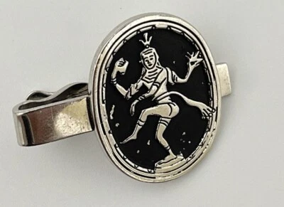 Swank Mens Tie Clip Silver Tone Vishnu Nataraja Goddess Hindu Hinduism Vintage - Image 1 of 4