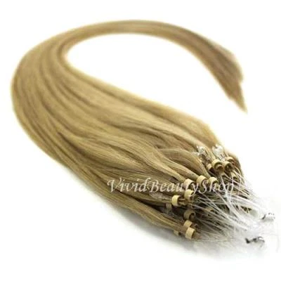Extensiones de cabello humano Remy indio punta I anillo micro bucle 200 rubio oscuro #12 Foto 1 de 4