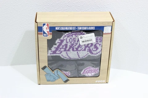 NBA Los Angeles Lakers Black Camo Knit Glove & Scarf Set Cover