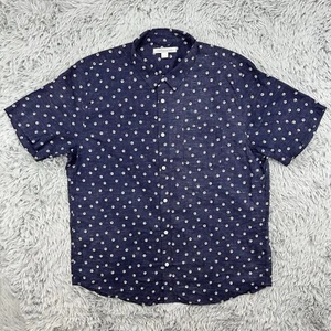 OUTERKNOWN Shirt Men’s XXL Navy Peace AOP Organic Cotton Hemp Blend Short Sleeve - Picture 1 of 8