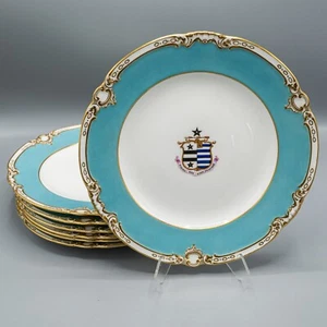 Reverend Charles Doughty Theberton Hall Armorial Dinner Plates Set of 7 Antique - Picture 1 of 21