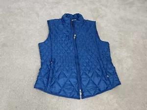 Talbots Vest Womens Medium Blue Puffer Light Coat Full Zip Jacket Pockets Nylon - Picture 1 of 13