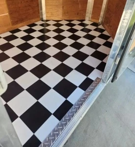 Schwarz und Weiß Vinyl Abziehen und Kleben Fliesen Quadrat 20 Stück Luxus Bodenbelag 12 x 12 - Bild 1 von 4