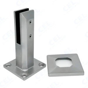 Grifo cuadrado de vidrio CEL para escalera, dúplex 2205, acero inoxidable cepillado - Imagen 1 de 5
