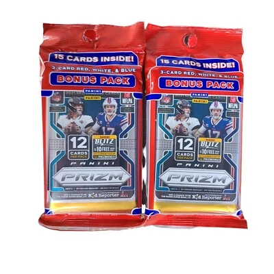 Lot of 2 - 2021 Panini Prizm NFL Football Cello Packs - 3 Red/White/Blue Each - Image 1 of 2