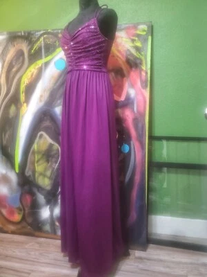 Vintage 70's purple ZUM ZUM glittery DISCO MAXI EVENING  DRESS size SMALL  - Image 1 of 4