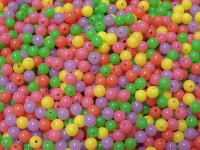 Round Acrylic 6mm Beads 500pc Blacklight UV reactive neon Fluorescent colors - Image 1 of 2