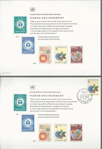 Un Nyc #371-2 , Wien #25-6 , Genf #107-8 MNH & 3 FDC'S & Set Mit 4 Souv Karten - Picture 1 of 5