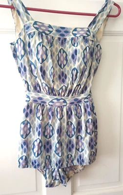 Vtg 1950's Swimsuit Marina del Mar Rose Marie Reid One Piece Blue Print Small - Image 1 of 4