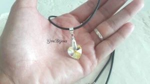 Collana ciondolo cuore mezzo cristallo aurora boreale - Picture 1 of 1