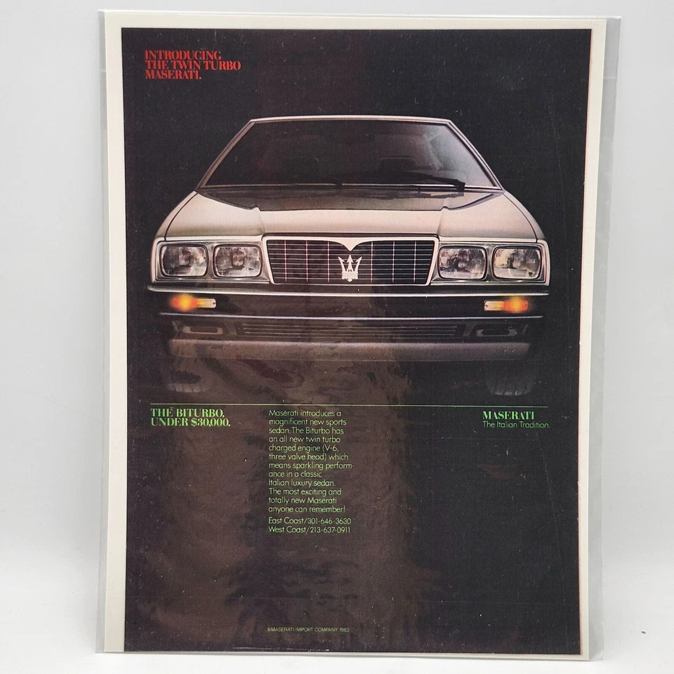 1984 Maserati Biturbo Magazine Print Ad Italian Luxury Car - Image 1 of 1