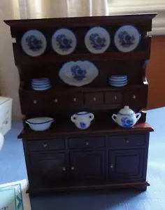 REUTTER PORZELLAN Miniature Dollhouse buffet & hutch with dishes Germany - Picture 1 of 9