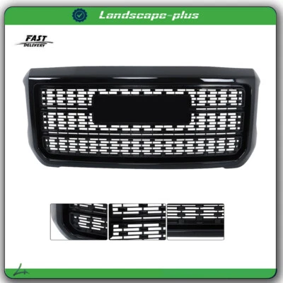 Grille For GMC Sierra 2500HD 3500HD Denali 2015-2019 Front Upper Gloss Black Foto 1 de 4
