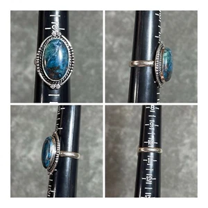 AZURITE NATURAL GEMSTONE 925 SOLID STERLING SILVER JEWELRY RING SZ 10.5 - Picture 1 of 13