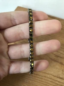 Swarovski Stretch Bronze Brown Crystal Silver Gold Bracelet w Gift Tag Bag - Picture 1 of 5