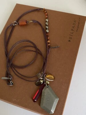 Collar SILPADA PLATA ESTERLINA MANOJO ANIMADO perlas de pirita ágata vidrio N2422 Foto 1 de 4