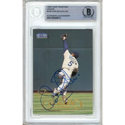 Carlos Guillen Signed 1998 Fleer Tradition #U40 Card AUTO Beckett Slab Mariners - Image 1 of 4