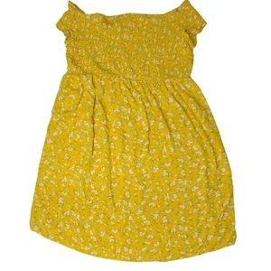Old Navy XXL Yellow Floral Off Shoulder Smocked Dress Womens Plus Size Boho - Picture 1 of 13