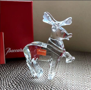 Baccarat Noel Christmas Reindeer Crystal H11cm with box Used France F/S - Picture 1 of 7