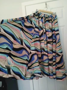 Truly 4 You skirt maxi bold print WIDE SPREAD DRAMA pull on belted 3X PLUS - Picture 1 of 8