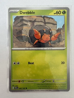 Dwebble 006/182 Sv04: Paradox Rift - Regular Common - Pokemon TCG Card  - Image 1 of 2