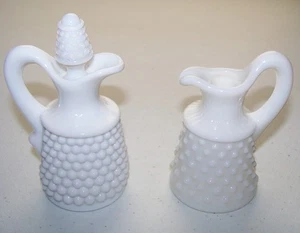 Vintage weiß Hobnail Milchglas Cruet - Menge 2 - Bild 1 von 10