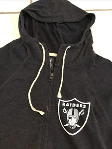 NFL RAIDERS Hoodie Jacket Black Gray Zip Up Women’s Medium NEW ERA TEAM APPAREL - Picture 1 of 10