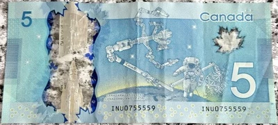 Canada $5 Dollar Banknote Quad Fancy Serial Number INU 0755559 Four 5s In A Row - Image 1 of 2