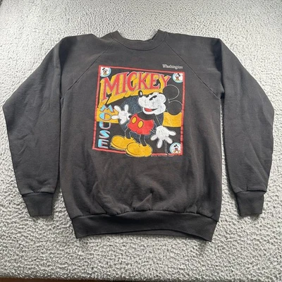 Vintage Mickey Mouse Washington Sweatshirt Size XL Black Cotton Polyester 90's - image 1 of 4
