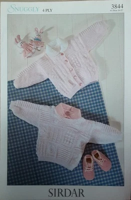 Original Sirdar 4ply Baby Cardigan & Sweater 16"-22" Knitting Pattern 3844 - Image 1 of 2