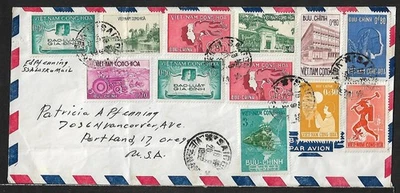 CUBIERTA DE CORREO AÉREO DE VIETNAM A EE. UU. 1969 Foto 1 de 2