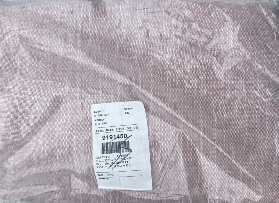 Cortina Pottery Barn mezcla lino esmerilado 50x108 malva apagón Foto 1 de 1