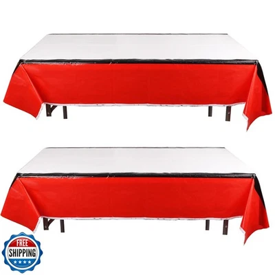 Manteles de fiesta de animación de dibujos animados SAVITA 2 piezas, 70,8 x 42,5 pulgadas rojo y blanco Foto 1 de 4
