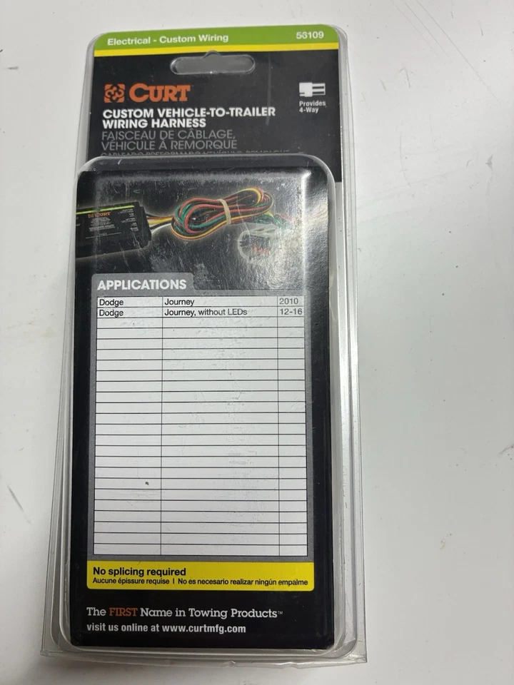 Conector de chicote de fios personalizado Curt Trailer Hitch 56109 para Dodge Journey - Imagem 1 de 1