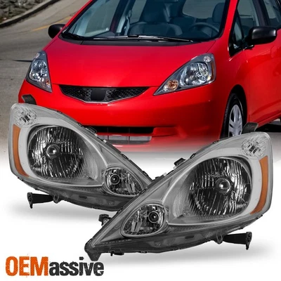 For 2009-2014 Honda Fit Halogen Type Headlight Chrome Housing Assembly Pair - Изображение 1 из 4